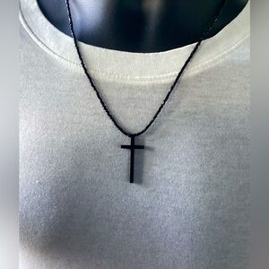 Men’s Black Stainless Steel Cross Necklace🖤